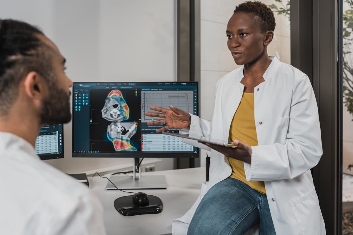 Doctor reviewing patient information